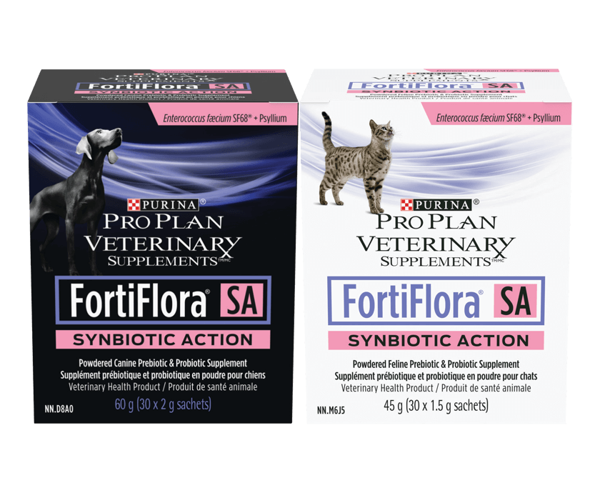 Suppléments probiotiques FortiFlora SA Synbiotic action pour chats et chiens